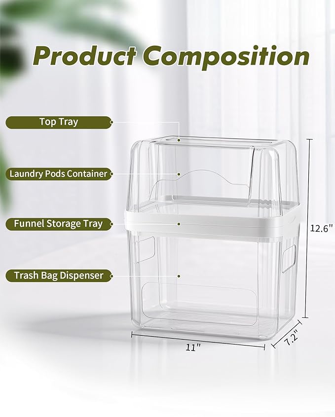Trash Bag Dispenser Dishwasher Pod Organizer, 3 in 1 Grocery Garbage Bags - Image 3