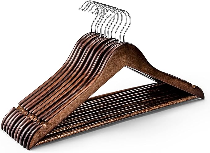 HOUSE DAY Wooden Hangers 10 Pack, Heavy Duty Wood Coat Hangers by HOUSEDAY