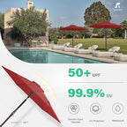 JEAREY 7.5FT Patio Umbrella Outdoor Market Umbrella with 6 Sturdy Ribs, Push Button Tilt/Crank Table Umbrella for Garden, Deck, Backyard and Pool, Red - Image 6