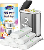 2 Gallon 80 Counts Strong Trash Bags Garbage Bags by Teivio, Bathroom Trash Can by Teivio