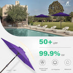 JEAREY 7.5FT Patio Umbrella Market Table Umbrella with 6 Sturdy Ribs, Push Button Tilt/Crank Outdoor Umbrella for Garden, Deck, Backyard, Pool and Beach,Dark Purple - Image 5