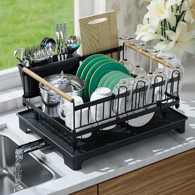 Dish Drying Rack with Drainboard, Rustproof Dish Rack by Utheinteck
