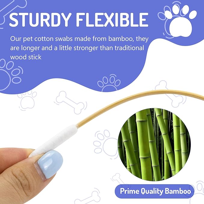 200PCS Professional Dog Ear Swabs in Storage Box, 6 Inch Long Cotton Swabs - Image 5