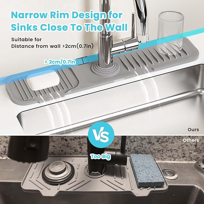 Daily Treasures 45 x 10 cm Splash Sink Guard, Narrow Rim Design Silicone Faucet - Image 5