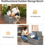 VINGLI 40 Gallon Outdoor Storage Bench with Cushion, Rattan Storage Box, Patio Wicker Deck Box with Seat for Garden | Balcony | Porch | Pool | Yard (Grey Frame + Light Grey Cushion) - Image 4