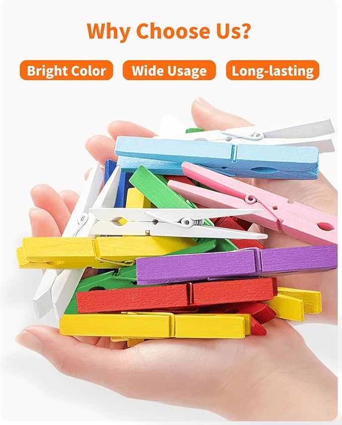 Clothes Pins Wooden Clothespins, Heavy Duty Outdoor Large Pegs 3.55 Inch 50 Pack - Image 3