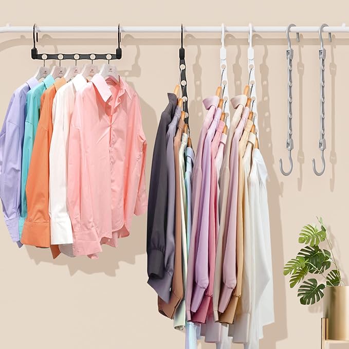 24 Pack Hangers Space Saving Magic Space Saver Storage Smart Plastic Clothes - Image 3