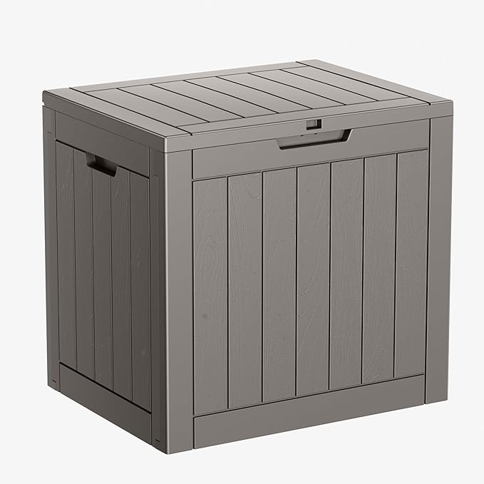 31 Gallon Resin Deck Box, Lockable Patio Outdoor Storage Box for Furniture, Garden Tools and Tools Storage, Waterproof Outside Storage Boxes - Grey by OutdoorLivingPerfected