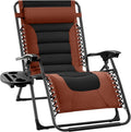 Best Choice Products Oversized Padded Zero Gravity Chair, Folding Outdoor Patio Recliner, XL Anti Gravity Lounger for Backyard w/Headrest, Cup Holder, Side Tray, Polyester Mesh - Rust/Black by BestChoiceProducts