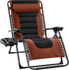 Best Choice Products Oversized Padded Zero Gravity Chair, Folding Outdoor Patio Recliner, XL Anti Gravity Lounger for Backyard w/Headrest, Cup Holder, Side Tray, Polyester Mesh - Rust/Black by BestChoiceProducts