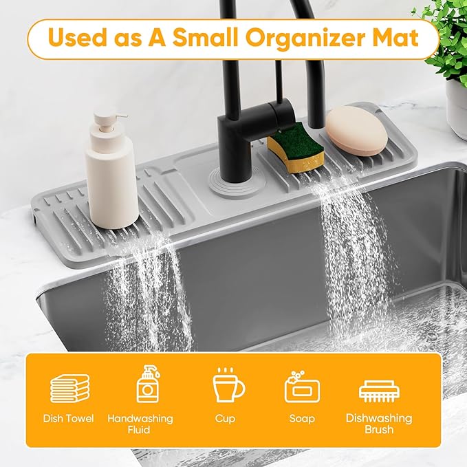 17.7'' Folding Faucet Mat for Kitchen Sink Splash Guard Kitchen Sink Faucet Mat - Image 7