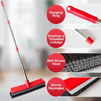 15.7 Inch Floor Scrub Brush Removable Stainless Steel Handle 2 in 1 Scrape - Image 2