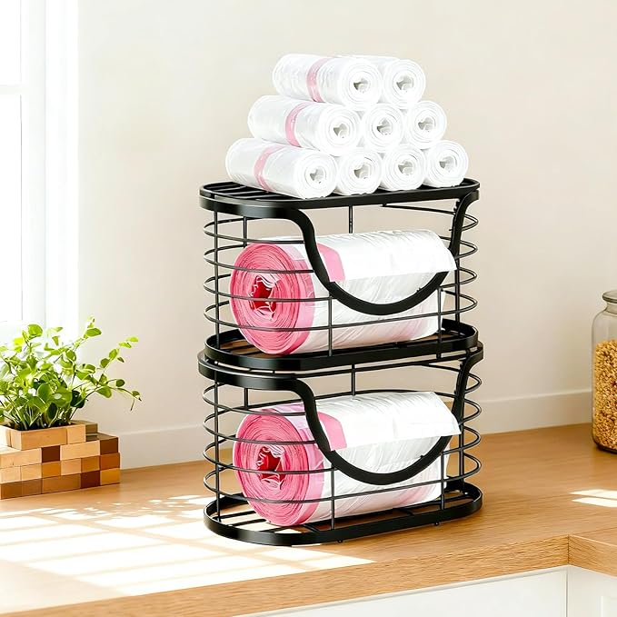 2 Pack Trash Bag Holder，Stackable Trashbag Dispenser - Image 2