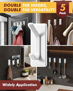 Auxmir Self Adhesive Hooks for Hanging 15lb, Stainless Steel Wall Hooks for - Image 5