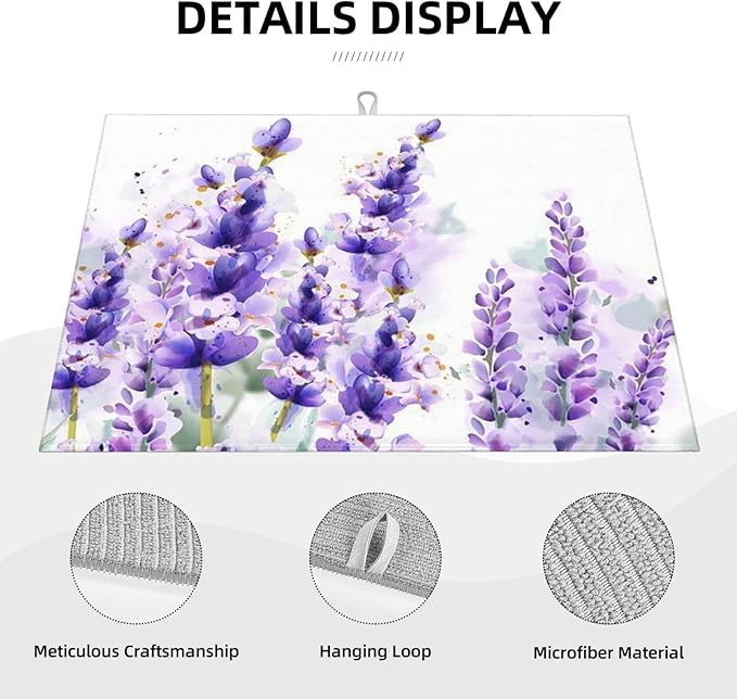 Absorbent Dish Drying Mat For Kitchen Counter, Lavender Microfiber Dish Drying - Image 3