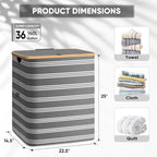 BALEINE Laundry Hamper with Lid, Tall Laundry Baskets with Bamboo Pull Handles - Image 4