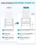 SERWALL Oversized Outdoor Rocking Chair Set of 2, HDPE Rocker for Adults, Patio Rocking Chairs for Porch, White - Image 5