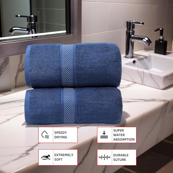 Fluffy Cotton Bath Towels Set650GSM, 2-Piece Set, Thickened and Enlarged - Image 3
