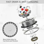 Kitchen Sink Drain 3-1/2 Inch Brushed Stainless Steel Sink Drain Strainer - Image 6