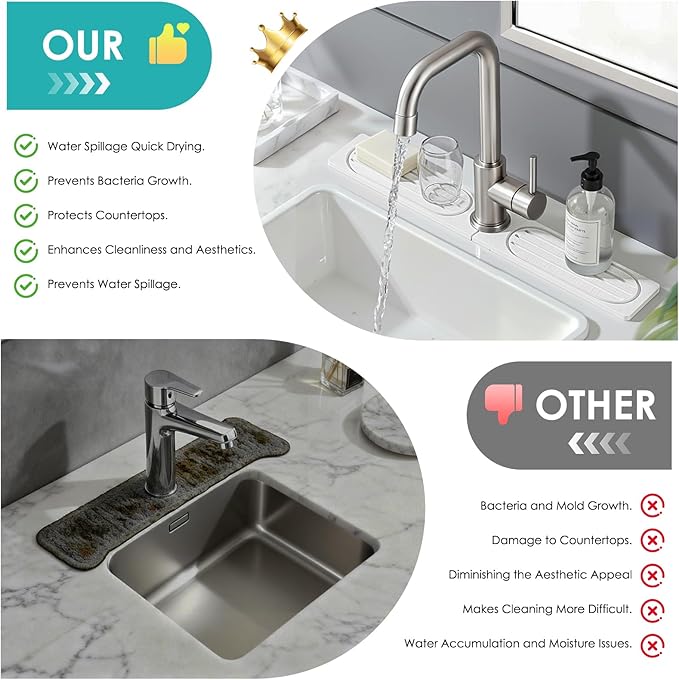 4Pcs Stone Faucet Mat for Kitchen Sink, Diatomite Quick Dry Water Absorbing - Image 7