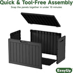 EasyUp 45 Gallon Outdoor Storage Box, Resin Waterproof UV-Resistant Deck Box, Reinforced Stability for Patio, Garden, and Poolside, Striped Black - Image 5