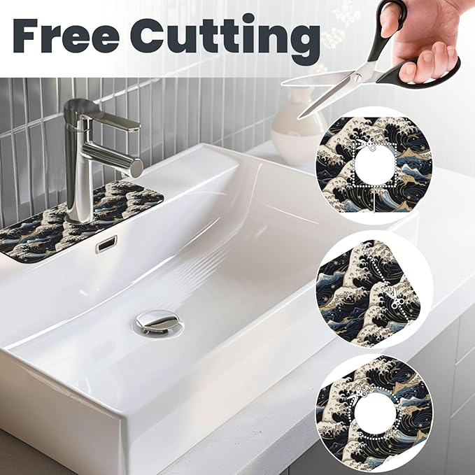 Japanese Wave Black 15" X 5.5" Kitchen Sink Splash Guard Faucet Faucet Guard - Image 3