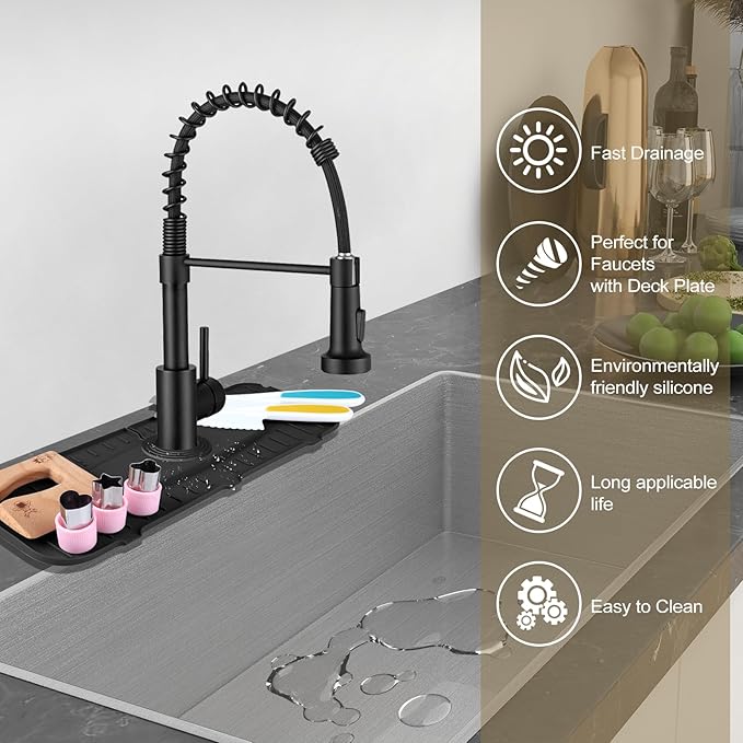 Upgraded Version Silicone Faucet Mat, Kingmall Kitchen Faucet Mat Silicone - Image 7