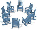SERWALL HDPE Outdoor Rocking Chair Set of 8, Patio Rocking Chairs for Adults, All Weather Outdoor Rockers for Lawn, Blue by SERWALL