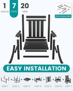 SERWALL Outdoor Rocking Chair Set of 2, HDPE Rocking Chairs for Adult, Black - Image 7