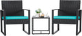 Flamaker Patio Set Outdoor Wicker Furniture, Modern Bistro Set with Rattan Chair and Coffee Table for Yard (Blue) by Flamaker