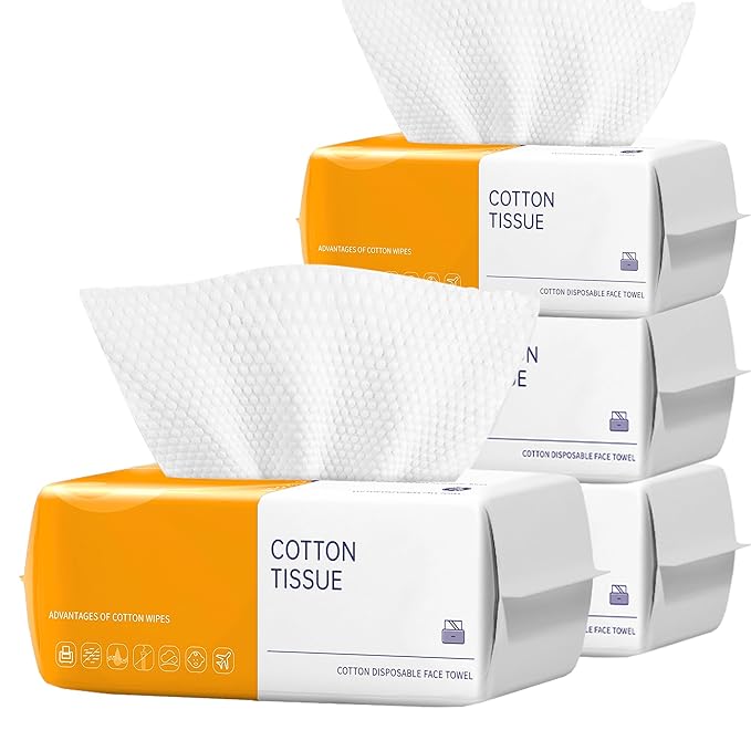 4 Pack Face Towels Disposable, Face Clean Towels, Lint- free Facial Tissue by KUKEOitemstoaddfuntoyourlife