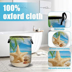 Starfish Seashell Laundry Basket, Ocean Sea Beach Laundry Hamper Collapsible - Image 4