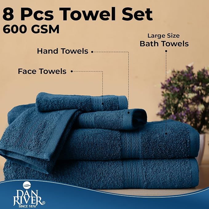 DAN RIVER 8 PC Luxury Bath Towels - Image 7