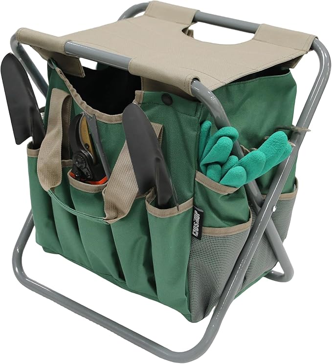 MDSTOP Folding Gardening Stool with Detachable Storage Tote Bag, Gardening Tools Set Organizer for Fishing Outdoor Sports Hiking Camping Garden, Gardening Gifts for Mom/Dad and Gardeners (Polyester) by MDSTOP