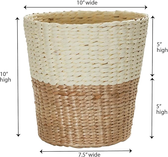 Household Essentials 2-Tone Woven Waste Basket, HandWoven Paper Rope Basket - Image 3