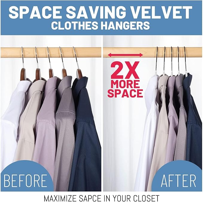 HOUSE DAY White Velvet Hangers 60 Pack, Non Slip Felt Hanger, Slim Velvet - Image 4
