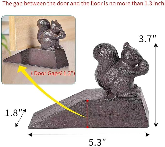 Sungmor Heavy Duty Cast Iron Squirrel Door Stops | Decorative Cute Animal - Image 2