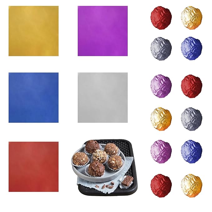 PABCK 500 Pcs 5 Colors Chocolate Wrappers Aluminium Foil Paper Wrapping Papers by PABCK