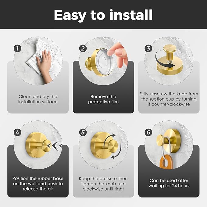Shower Hooks for Inside Shower, Suction Cup Hooks for Glass Window, Removable - Image 5