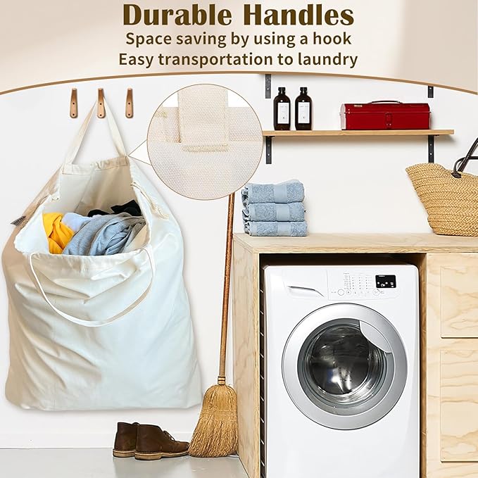 Canvas Laundry Bag 40"W x 35"H, Thick Laundry Bag - Image 6
