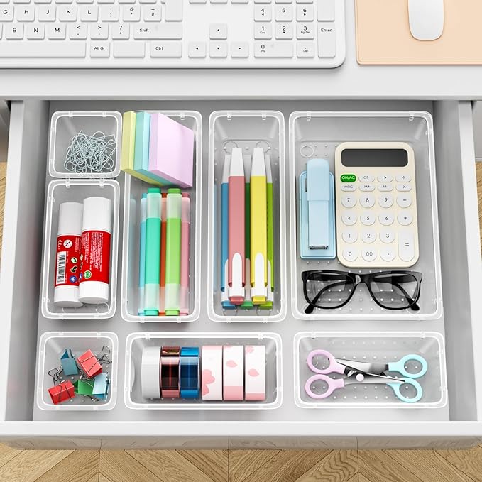 48 PCS Drawer Organizer Set, 4 Sizes Tool Storage Trays, Stationeries - Image 5