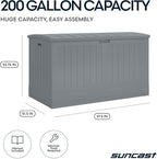 Suncast 200-gal. All-Weather Patio Deck Box, Made in the USA, with Pad-Lockable Lid, Extra-Large Outdoor Storage Unit for Patio Furniture and Grill Tools, Dove Gray Color - Image 3