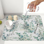 Spring Sage Green Leaves Dish Drying Mat - Image 6