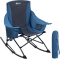 Portal Outdoor Rocking Chair Camping Folding Portable Rocker with Cup Holder Side Pocket Carry Bag, Support 350LBS, Blue by PORTAL