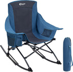 Portal Outdoor Rocking Chair Camping Folding Portable Rocker with Cup Holder Side Pocket Carry Bag, Support 350LBS, Blue by PORTAL