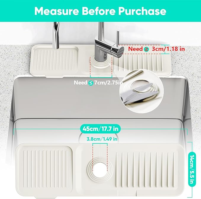 17.7inch Faucet Mat for Kitchen Sink Faucet Mat Kitchen Sink Splash Guard - Image 2