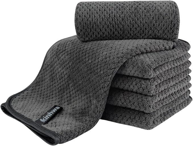 KinHwa Microfiber Hand Towels for Bathroom Soft and Absorbent Face Towels Grey by KinHwa