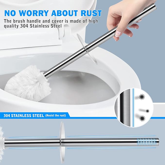 Toilet Brush and Holder, 2 Pack Toilet Brush - Image 4