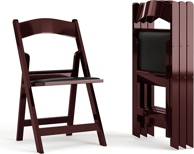 Flash Furniture Hercules Series Folding Chairs for Weddings and Formal Events, Stackable Commercial Event Seats with 1,000-lb. Static Weight Capacity, Set of 4, Red Mahogany by FlashFurniture