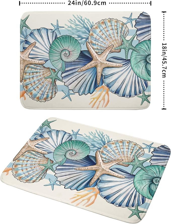 Sea Shell Starfish Summer Dish Drying Pad 18 x 24 Inch - Image 2